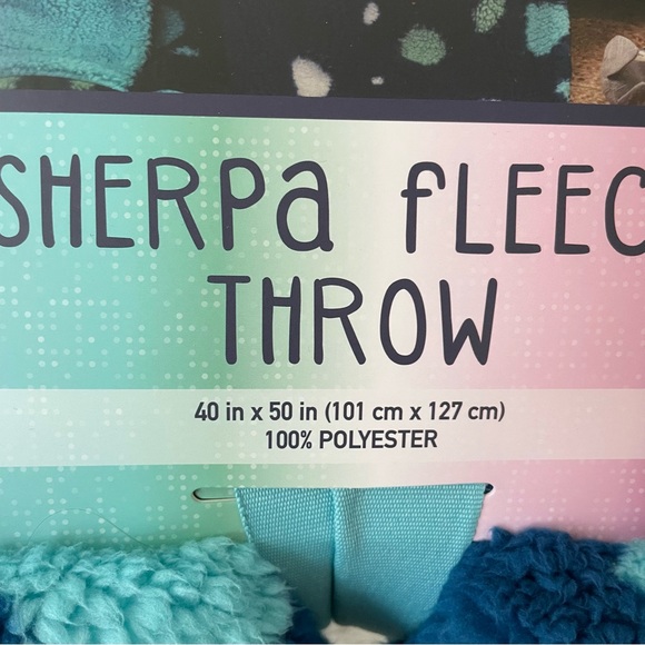 Life Comfort Blue Polka Dotted Sherpa Fleece Throw - Picture 3 of 11